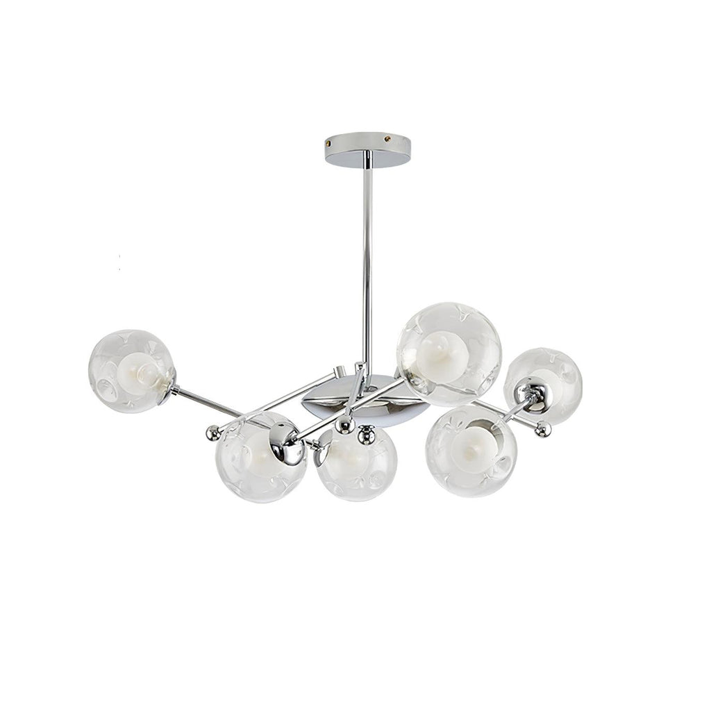 Lustra Lux Lampadario Telaio Cromo Sfere Vetro