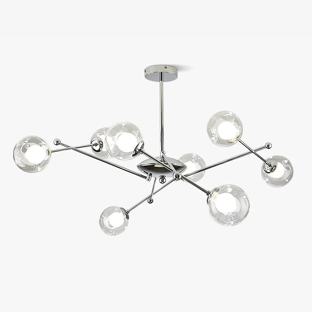 Lustra Lux Lampadario Telaio Cromo Sfere Vetro