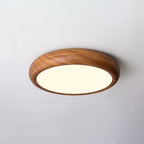 Lampada da soffitto rotonda con venature in legno