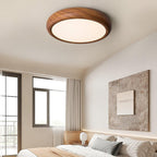 Lampada da soffitto rotonda con venature in legno