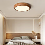 Lampada da soffitto rotonda con venature in legno
