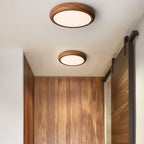 Lampada da soffitto rotonda con venature in legno