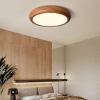 Lampada da soffitto rotonda con venature in legno