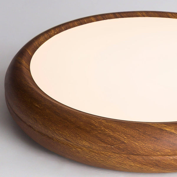 Lampada da soffitto rotonda con venature in legno