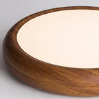 Lampada da soffitto rotonda con venature in legno