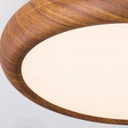 Lampada da soffitto rotonda con venature in legno