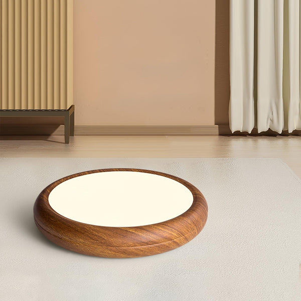 Lampada da soffitto rotonda con venature in legno