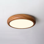 Lampada da soffitto rotonda con venature in legno