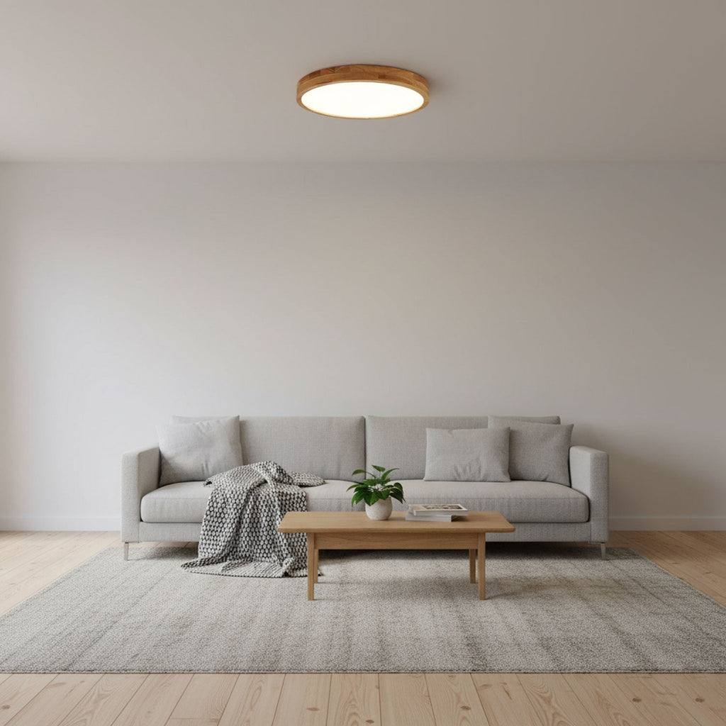 Moderno Soffitto Circolare in Legno con LED da Incasso 1 Luce