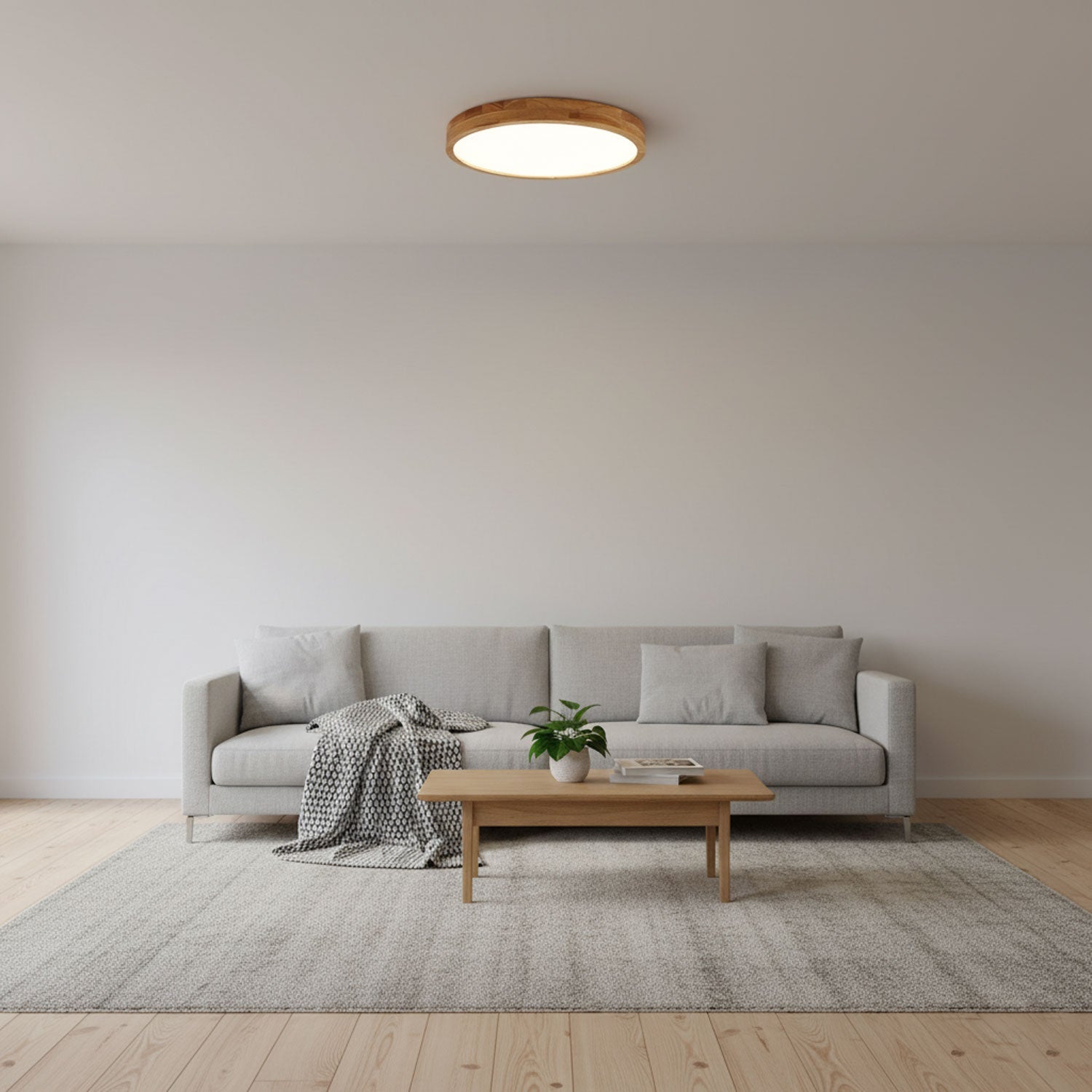Moderno Soffitto Circolare in Legno con LED da Incasso 1 Luce
