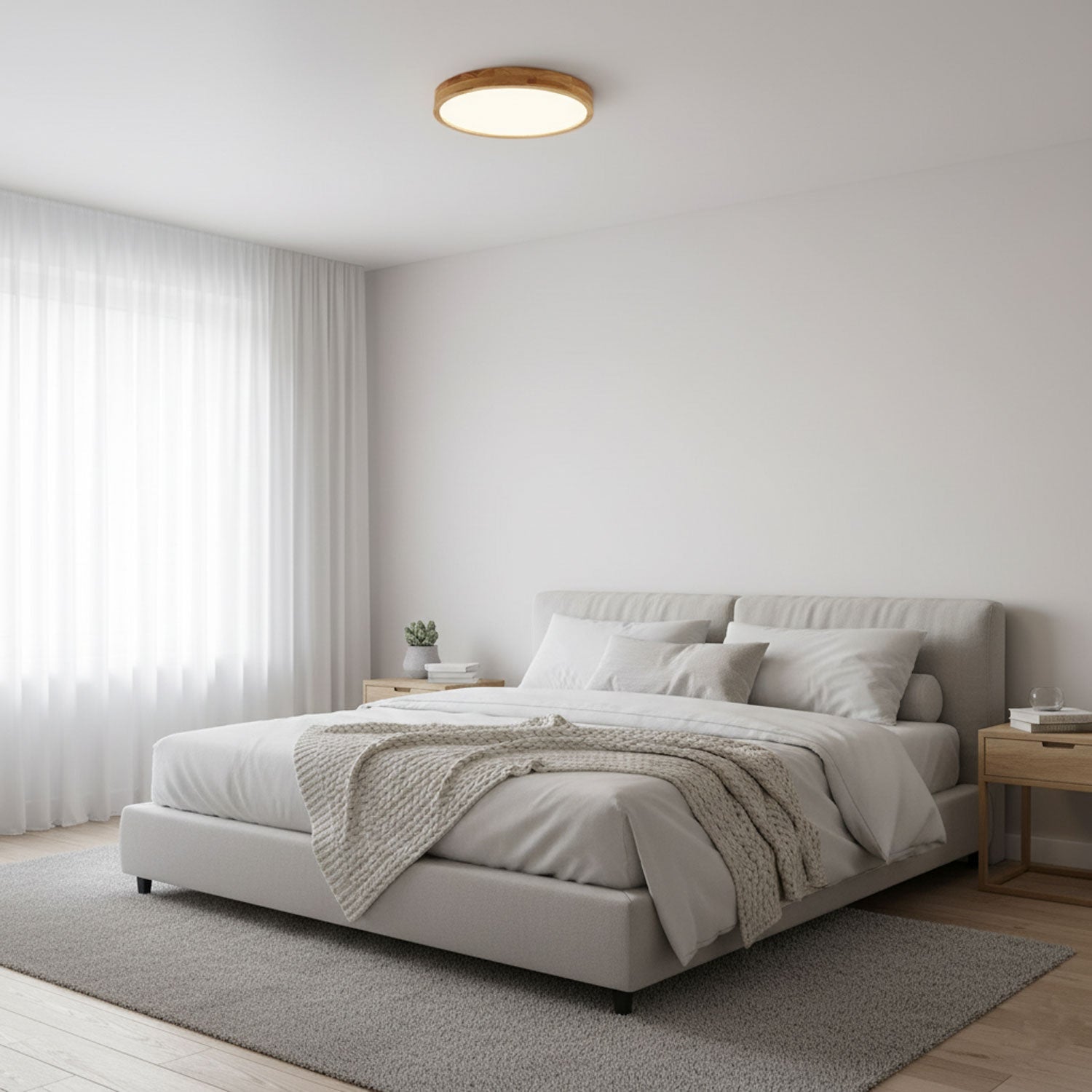 Moderno Soffitto Circolare in Legno con LED da Incasso 1 Luce
