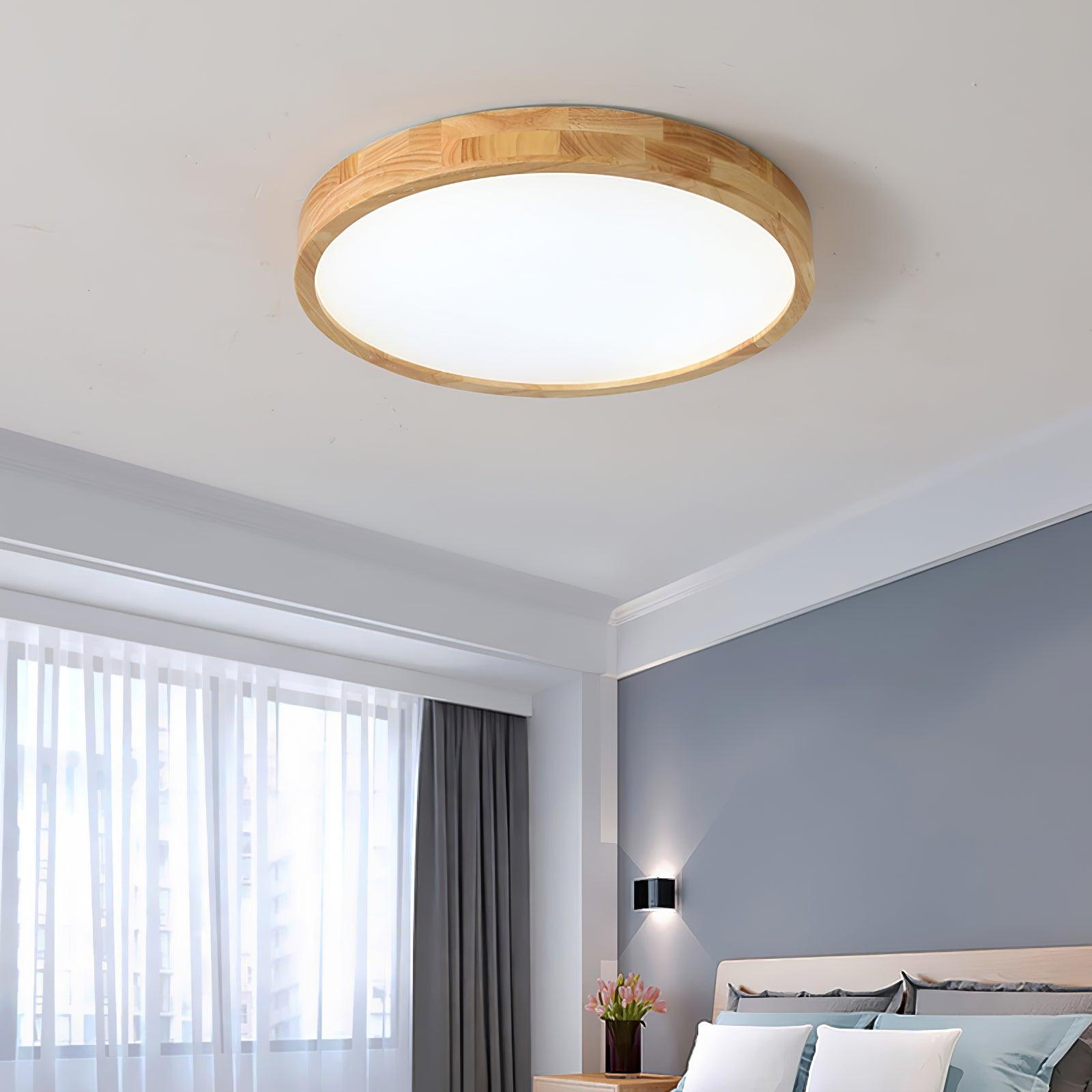 Moderno Soffitto Circolare in Legno con LED da Incasso 1 Luce