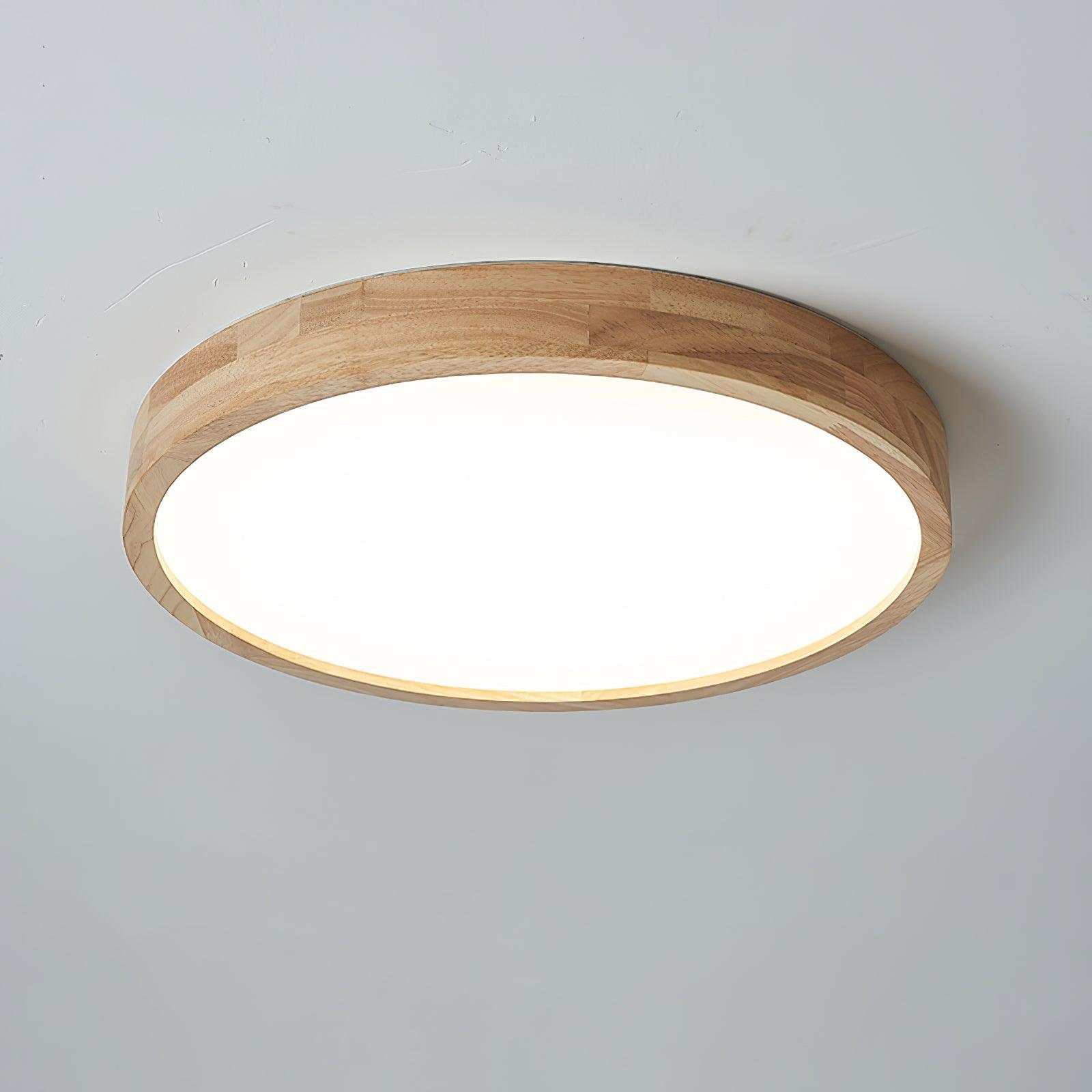 Moderno Soffitto Circolare in Legno con LED da Incasso 1 Luce
