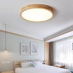 Moderno Soffitto Circolare in Legno con LED da Incasso 1 Luce