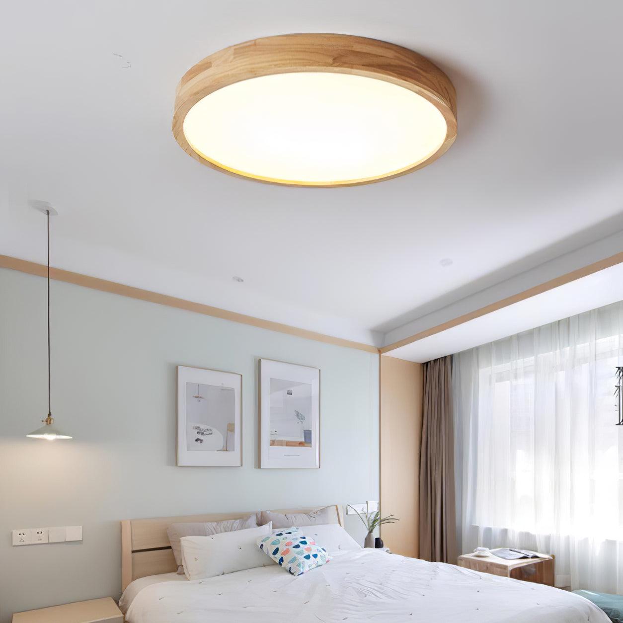 Moderno Soffitto Circolare in Legno con LED da Incasso 1 Luce