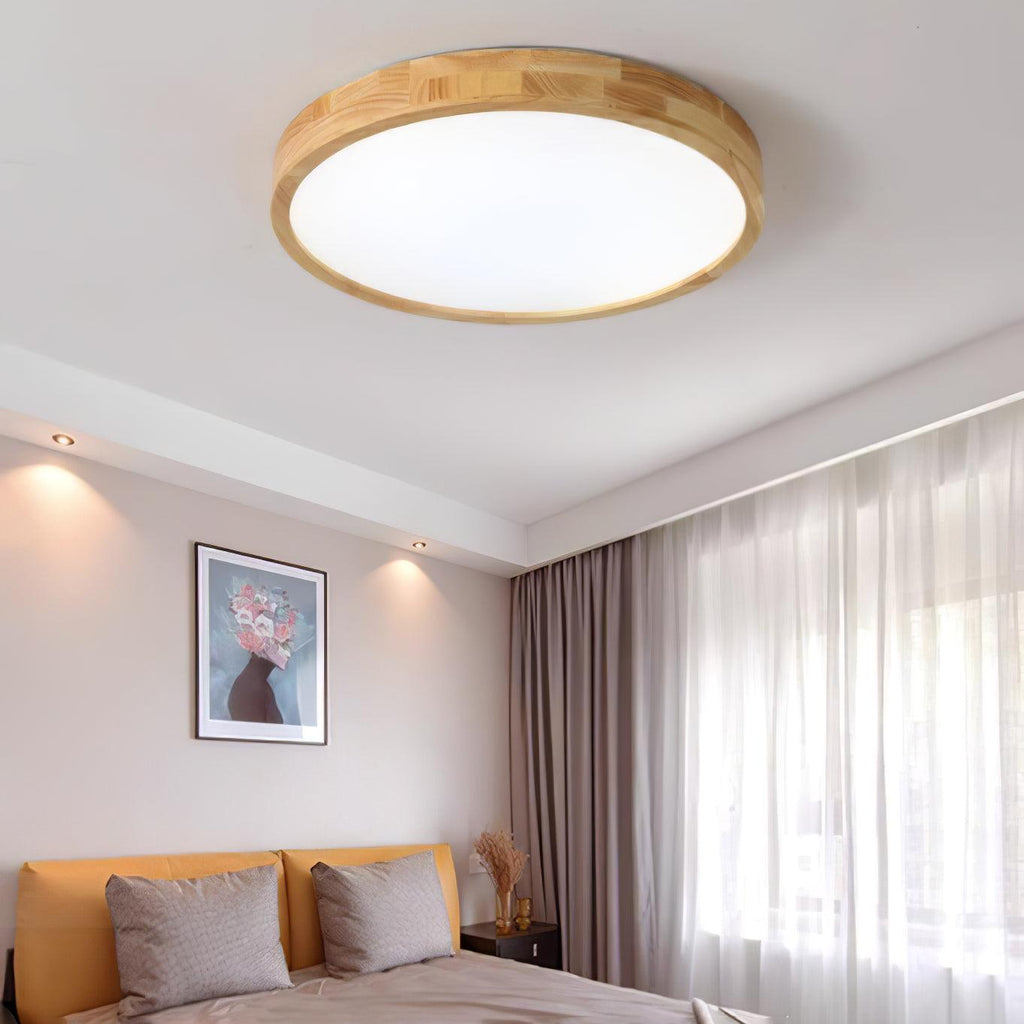 Moderno Soffitto Circolare in Legno con LED da Incasso 1 Luce