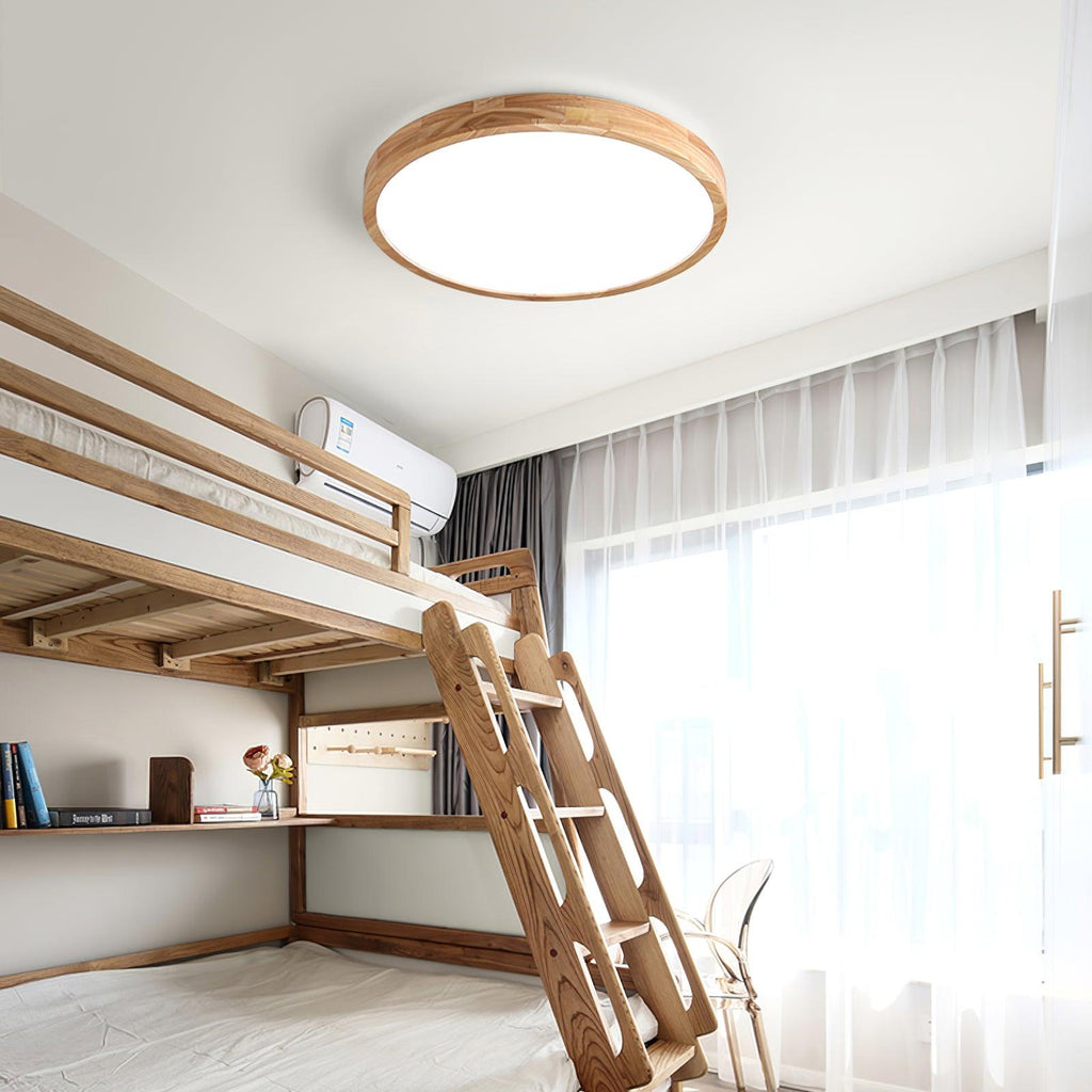 Moderno Soffitto Circolare in Legno con LED da Incasso 1 Luce