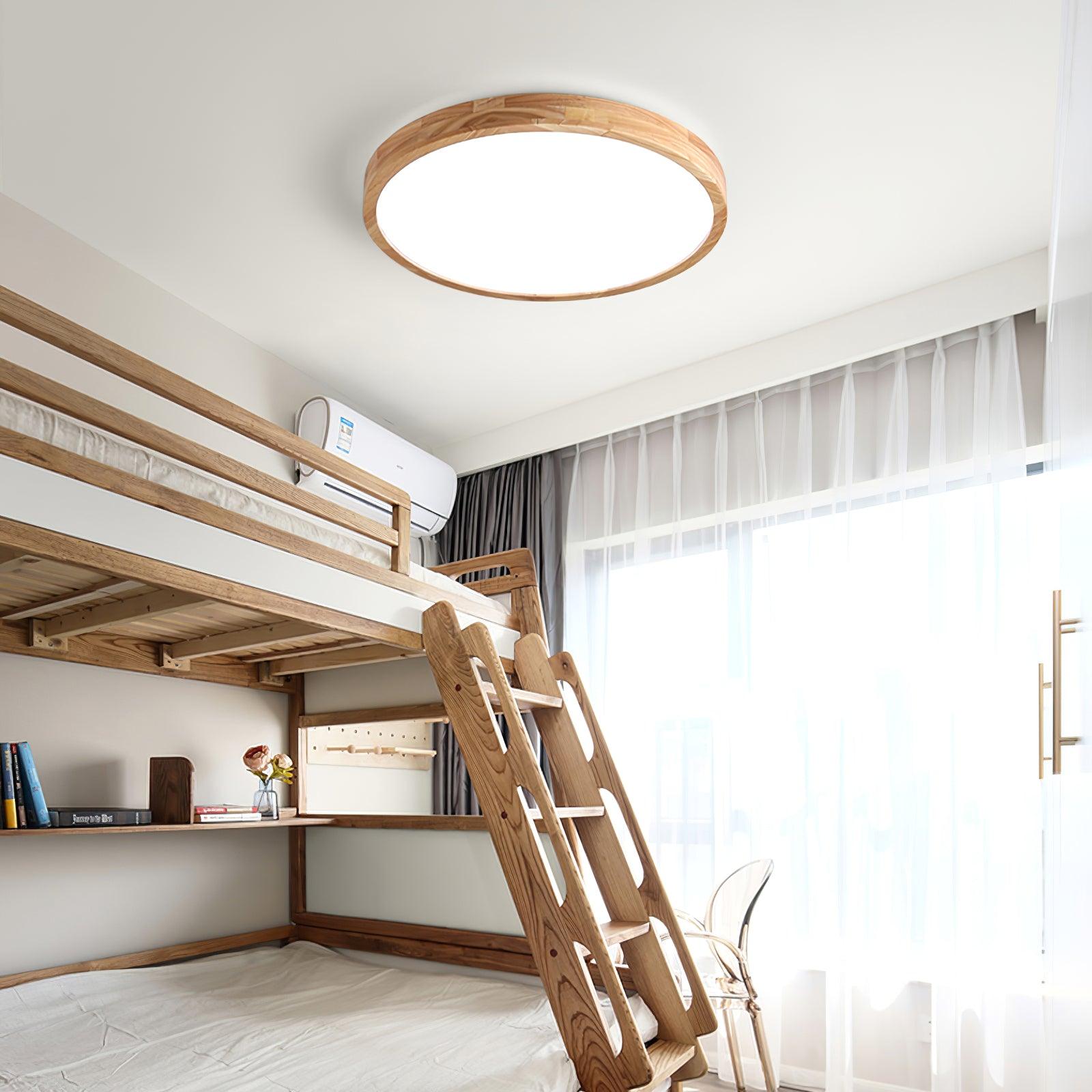 Moderno Soffitto Circolare in Legno con LED da Incasso 1 Luce
