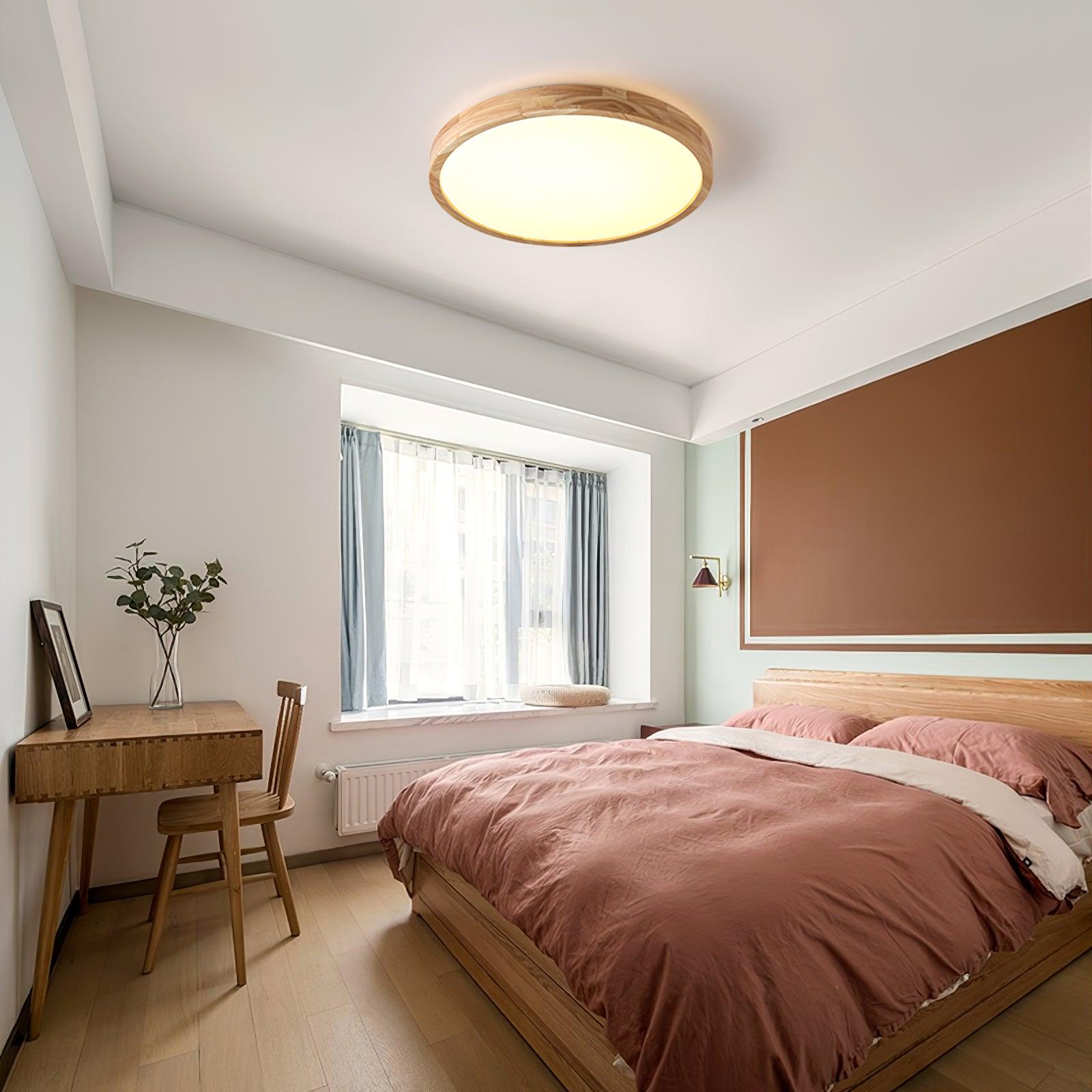 Moderno Soffitto Circolare in Legno con LED da Incasso 1 Luce