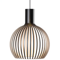 Lampada a sospensione in legno con paralume a forma di gabbia