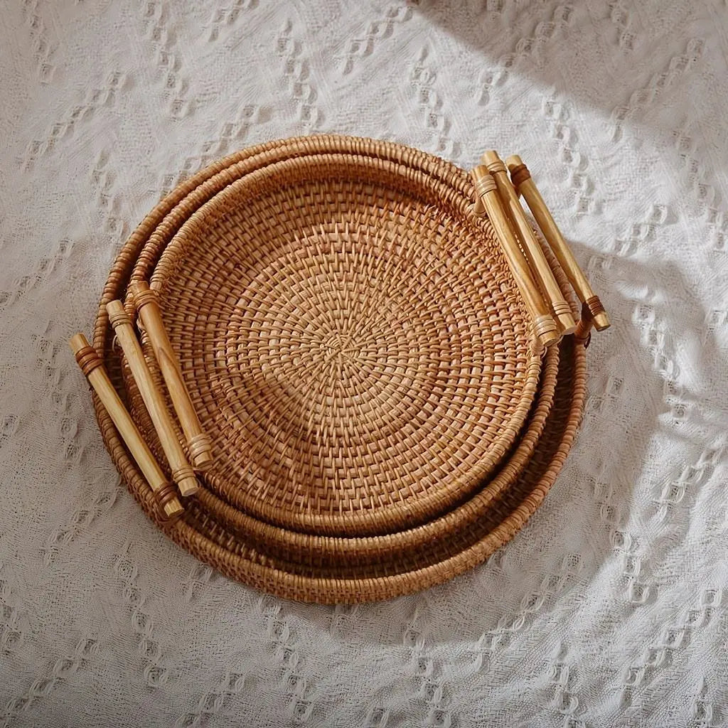Vassoio di Stoccaggio Artigianale in Rattan Elora