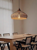 Lampada a sospensione in rattan intrecciato