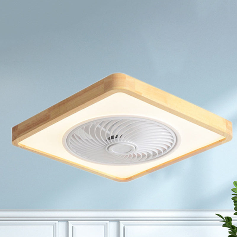Faro da soffitto a ventola LED geometrico in legno minimalista moderno
