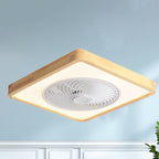 Faro da soffitto a ventola LED geometrico in legno minimalista moderno
