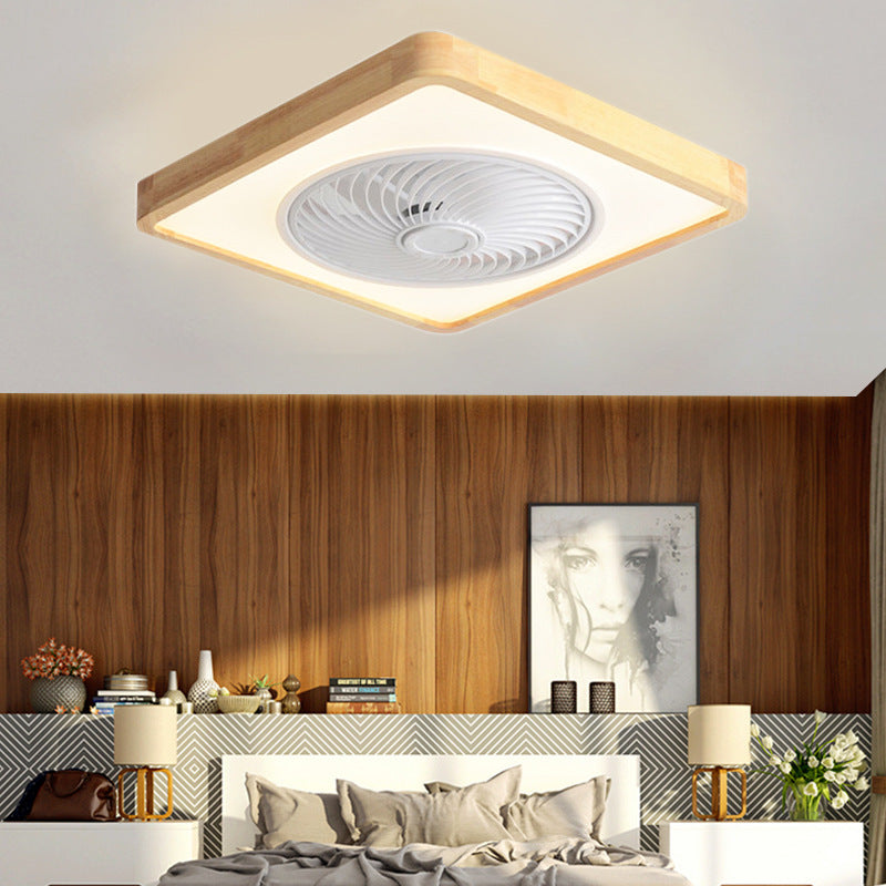 Faro da soffitto a ventola LED geometrico in legno minimalista moderno
