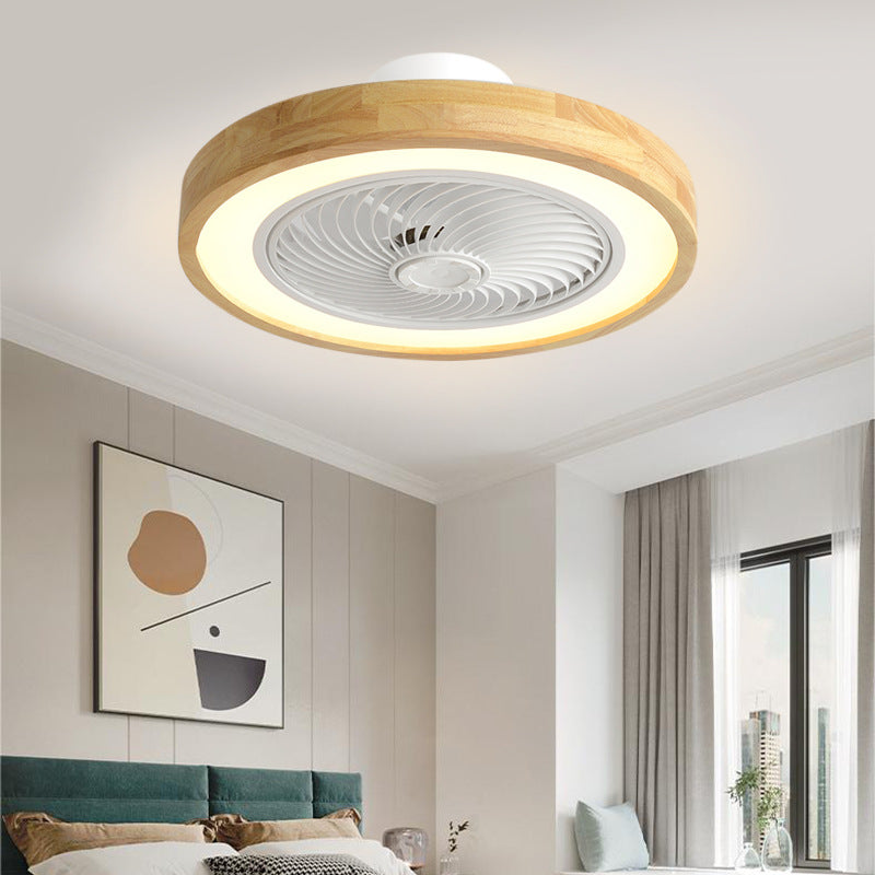 Faro da soffitto a ventola LED geometrico in legno minimalista moderno