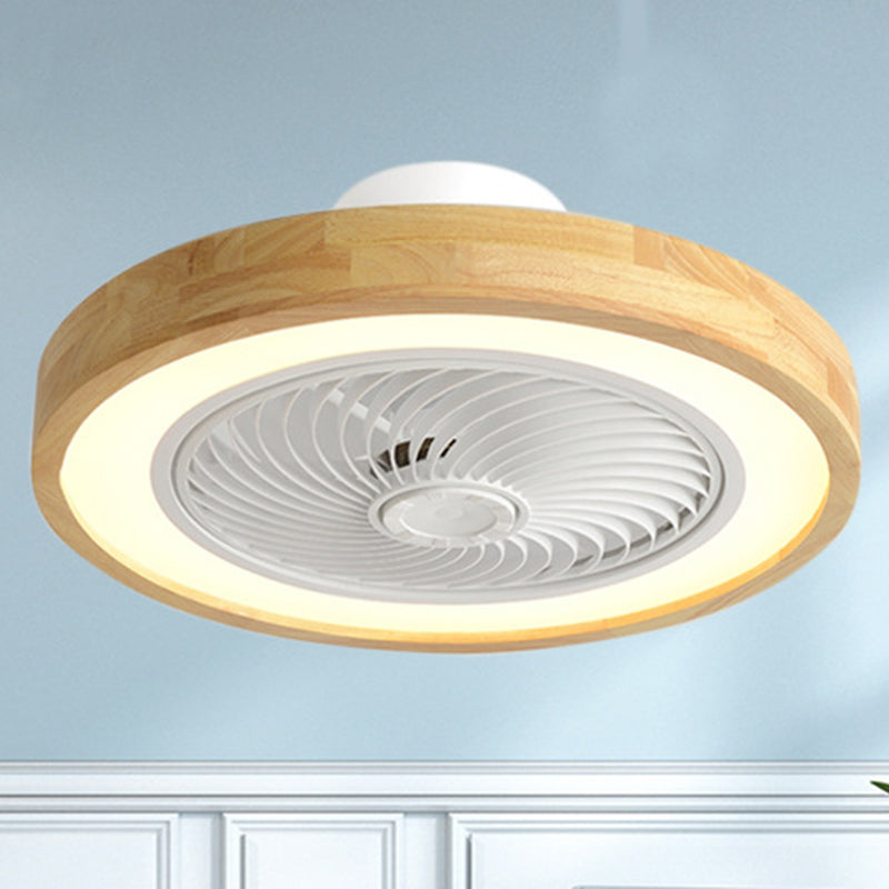 Faro da soffitto a ventola LED geometrico in legno minimalista moderno