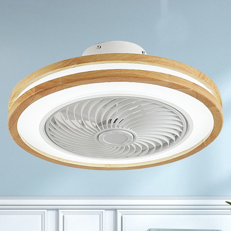 Faro da soffitto a ventola LED geometrico in legno minimalista moderno