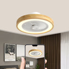 Faro da soffitto a ventola LED geometrico in legno minimalista moderno