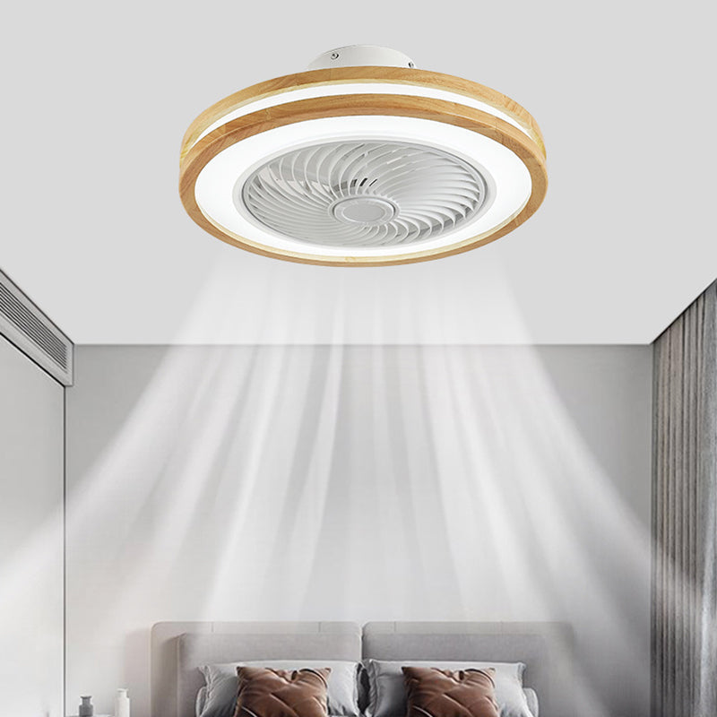 Faro da soffitto a ventola LED geometrico in legno minimalista moderno