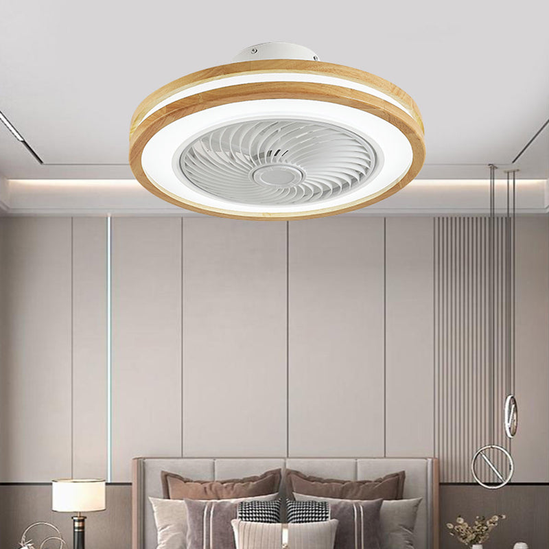 Faro da soffitto a ventola LED geometrico in legno minimalista moderno