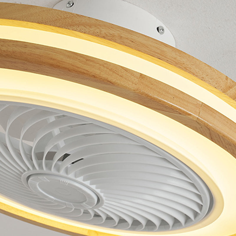 Faro da soffitto a ventola LED geometrico in legno minimalista moderno