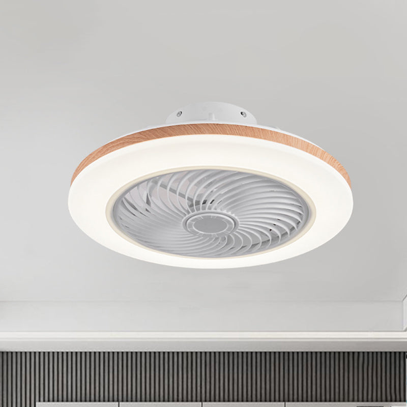 Faro da soffitto a ventola LED geometrico in legno minimalista moderno