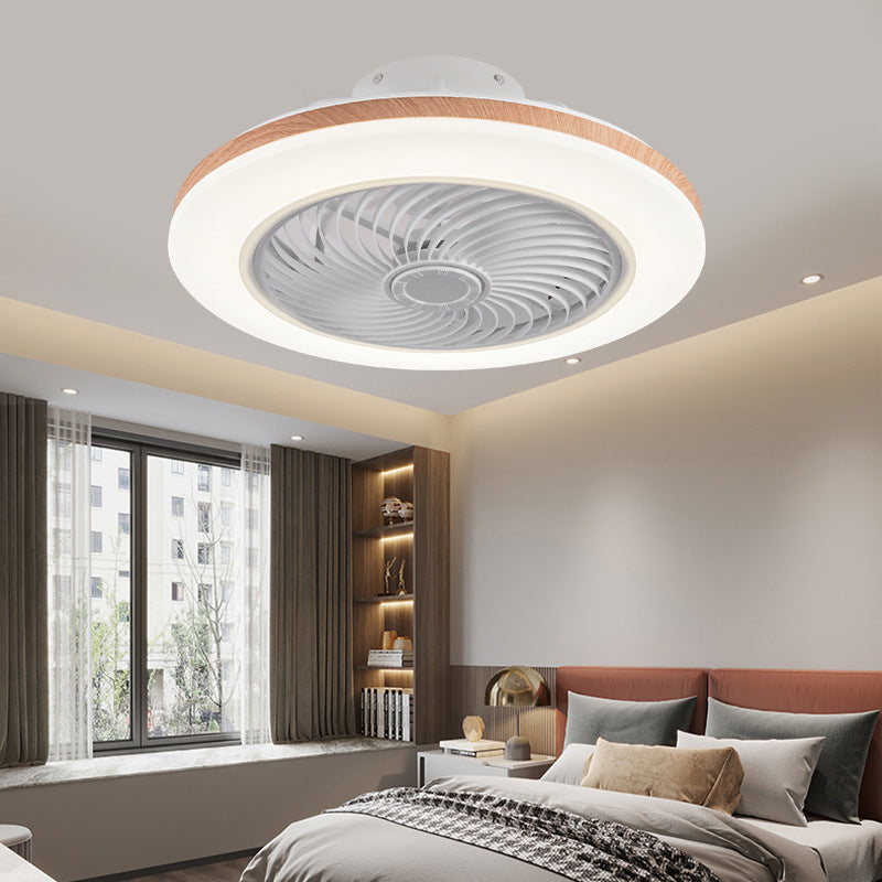 Faro da soffitto a ventola LED geometrico in legno minimalista moderno