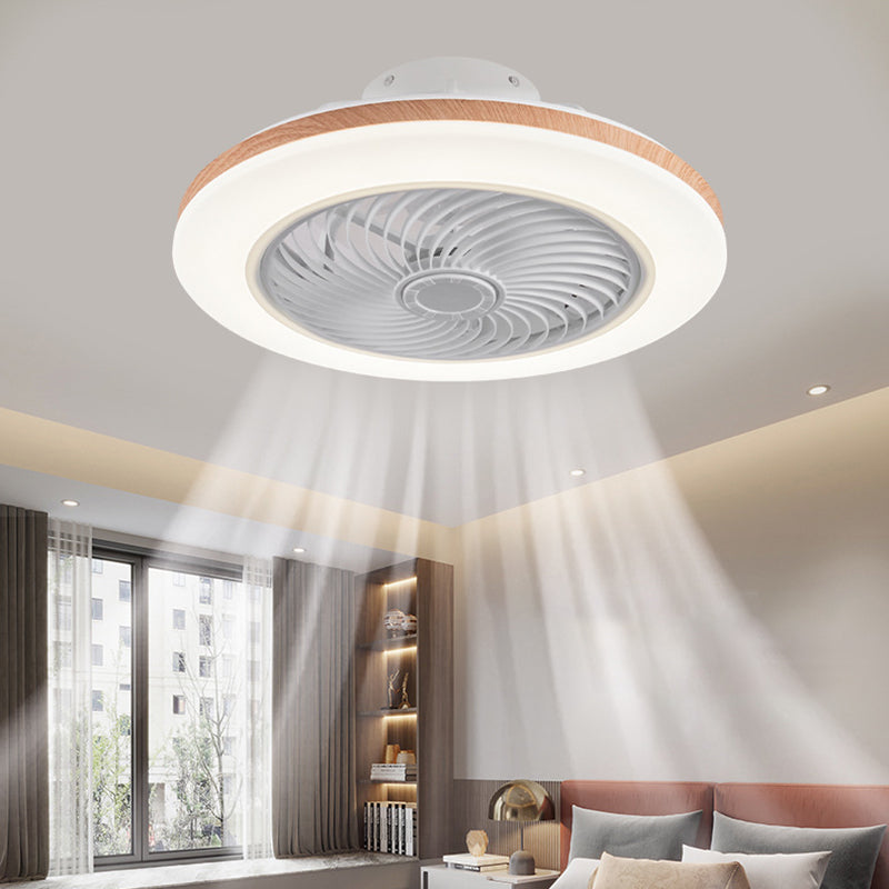 Faro da soffitto a ventola LED geometrico in legno minimalista moderno