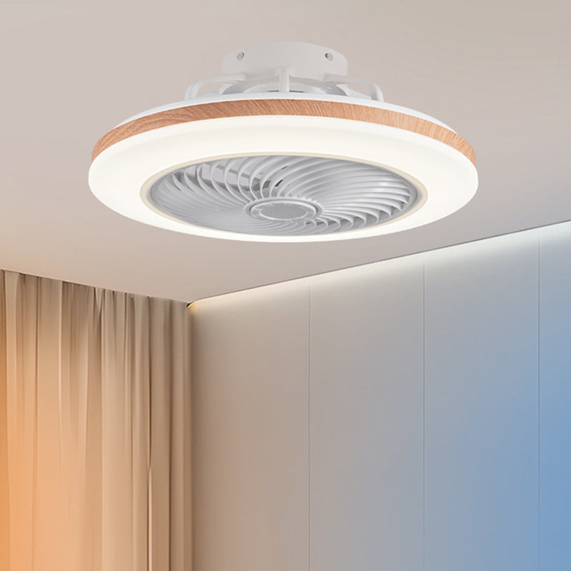 Faro da soffitto a ventola LED geometrico in legno minimalista moderno