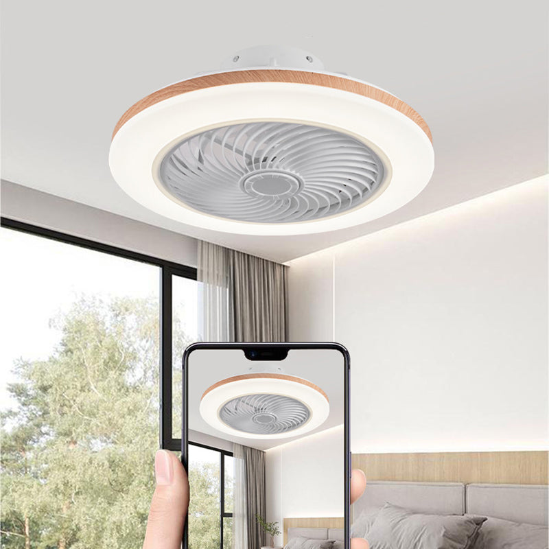 Faro da soffitto a ventola LED geometrico in legno minimalista moderno