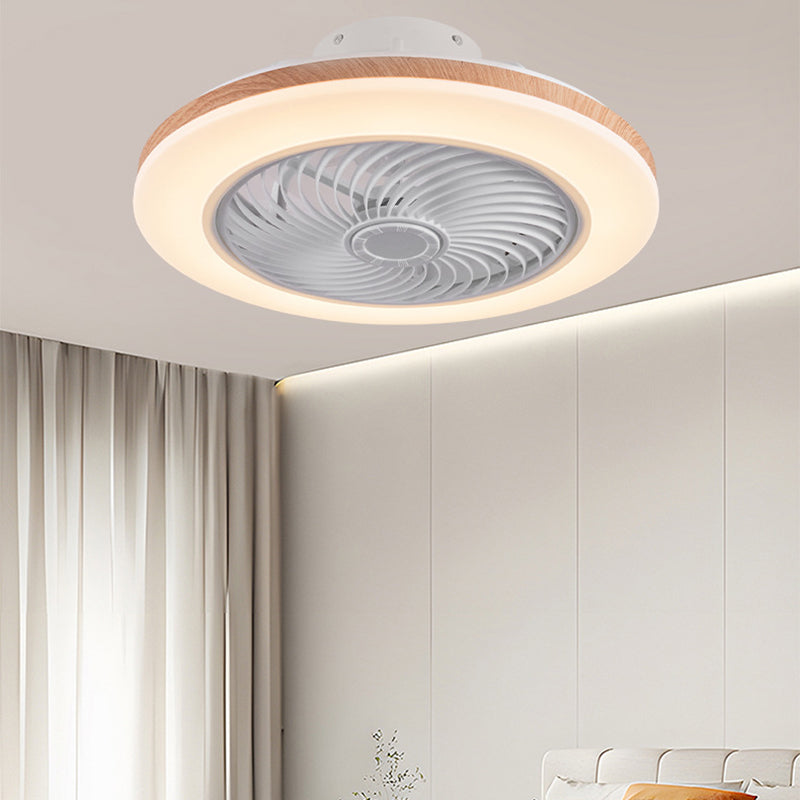 Faro da soffitto a ventola LED geometrico in legno minimalista moderno