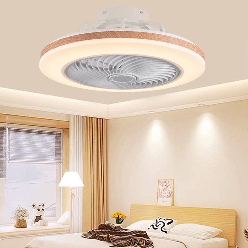 Faro da soffitto a ventola LED geometrico in legno minimalista moderno