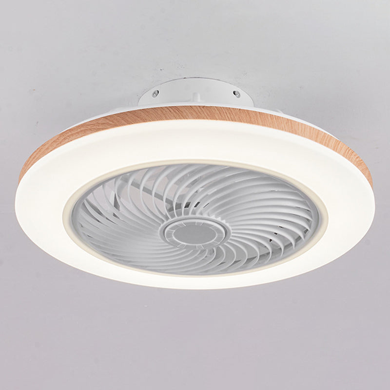 Faro da soffitto a ventola LED geometrico in legno minimalista moderno