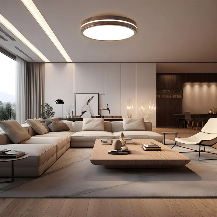Zallon Lampada da soffitto – Legno – Calda – Ø 40 cm – Illuminazione LED moderna per soggiorno e camera da letto