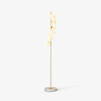 Zalvon Lampada da Terra – Metallo e Marmo – Bianco – 160 cm – Elegante design lunare per il soggiorno