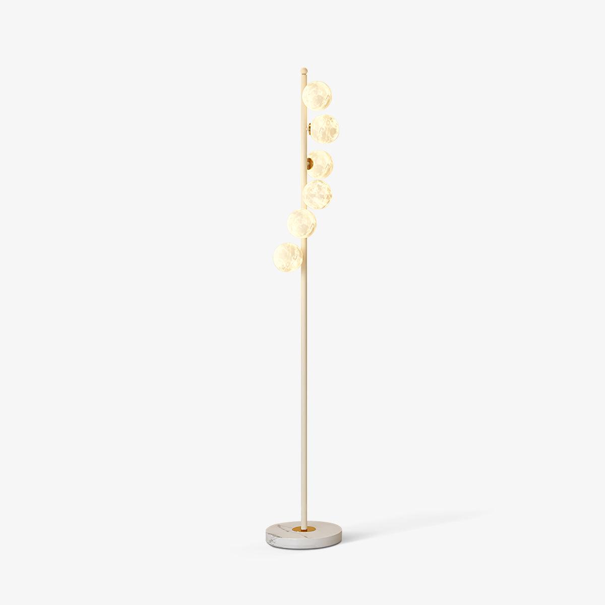 Zalvon Lampada da Terra – Metallo e Marmo – Bianco – 160 cm – Elegante design lunare per il soggiorno