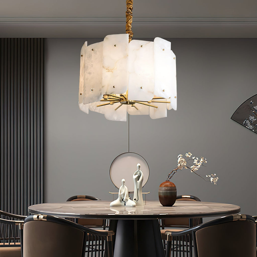 Zoe Lampadario di Alabastro di Lusso a Livelli