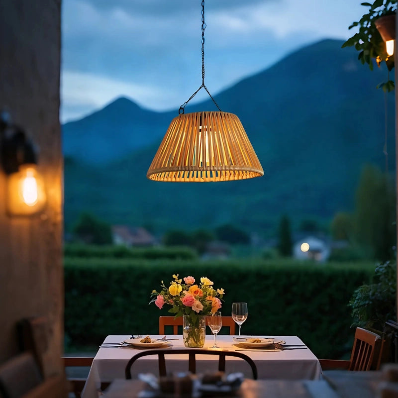Lanterna da Giardino Solare Appesa con Ombra Intrecciata Naturale