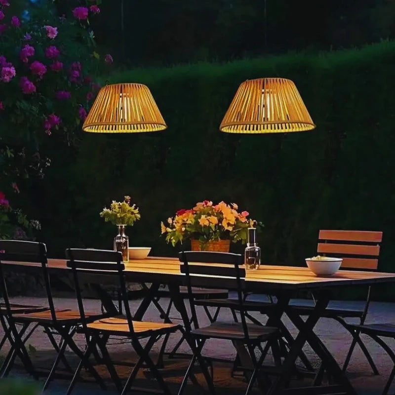Lanterna da Giardino Solare Appesa con Ombra Intrecciata Naturale